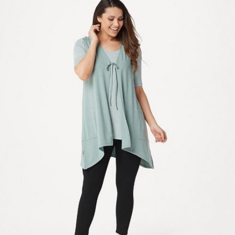 LOGO By Lori Goldstein Jersey Vest & Top Twin Set - Picture 4 of 5